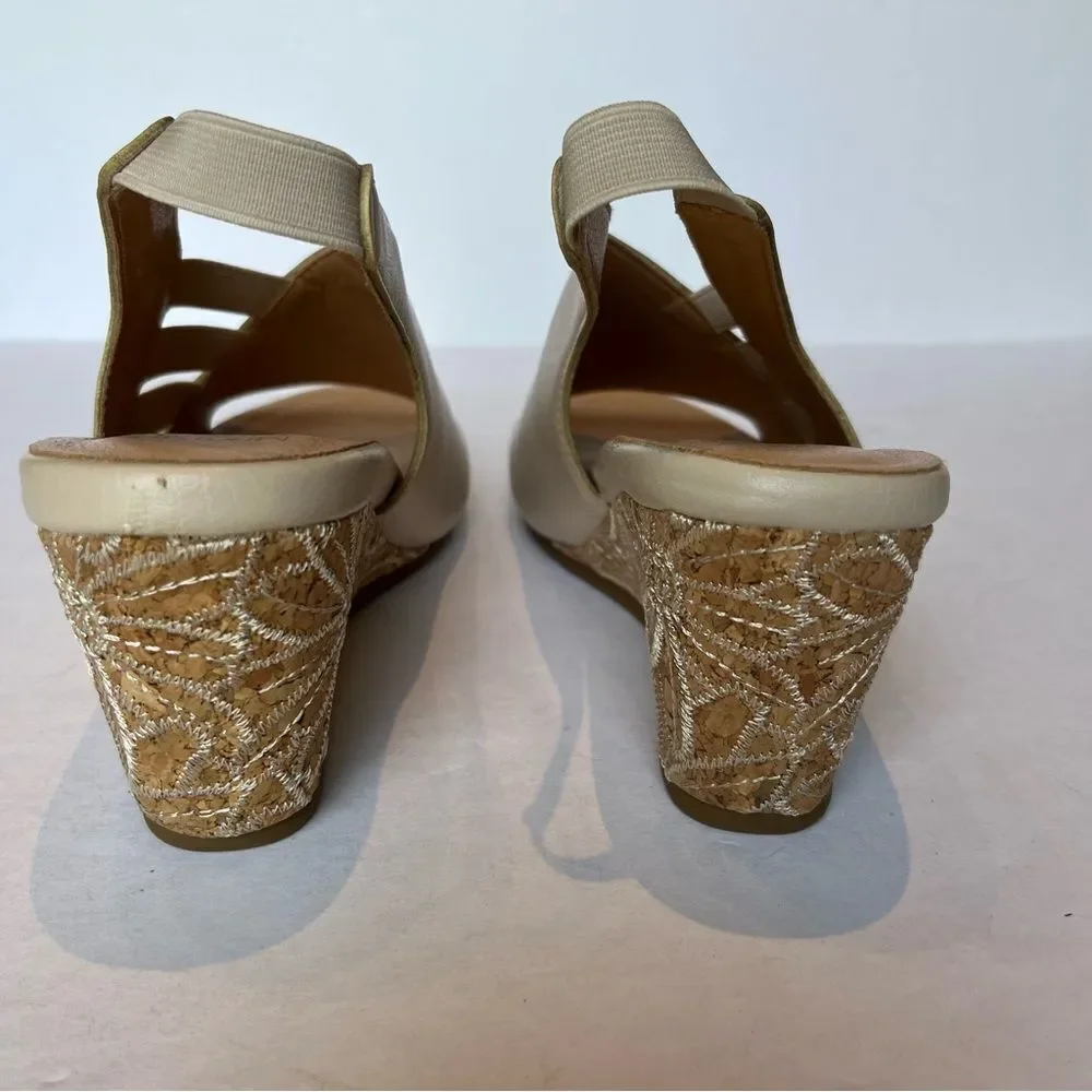 Mootsies Tootsies Women's Elegant Cream Wedge Sandals Size 7 1/2M
